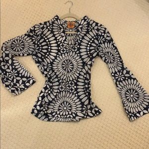 Tory Burch blue, white, sequins; size 6.